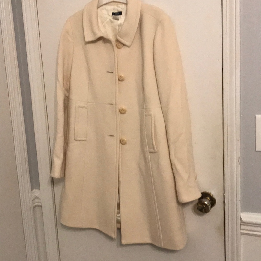 J CREW tea length off white coat